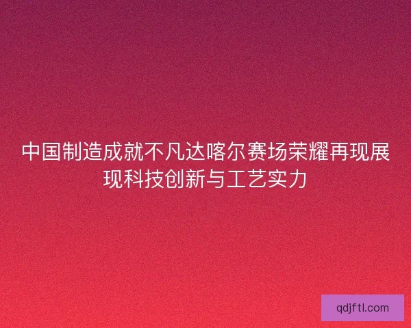 中国制造成就不凡达喀尔赛场荣耀再现展现科技创新与工艺实力 中国制造成就不凡达喀尔赛场荣耀再现展现科技创新与工艺实力