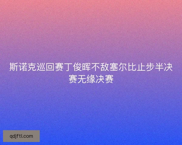 斯诺克巡回赛丁俊晖不敌塞尔比止步半决赛无缘决赛